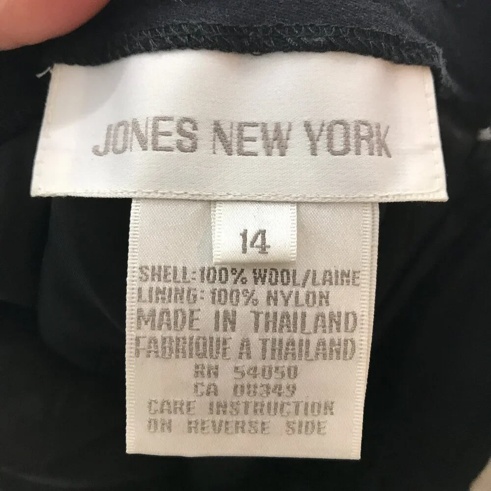 vintage Jones New York wool navy 2 piece skirt suit set size 14 - Picture 8 of 8